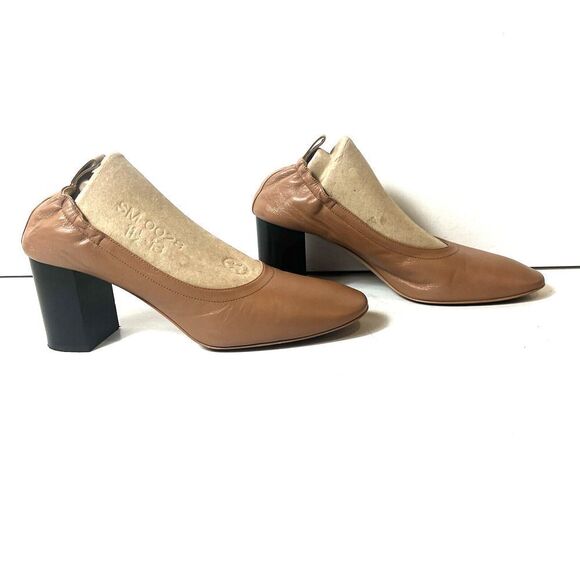 Everlane Women 8.5 Beige Stretch Leather Heel Slip On Comfort Classic Pump Italy - Picture 4 of 10